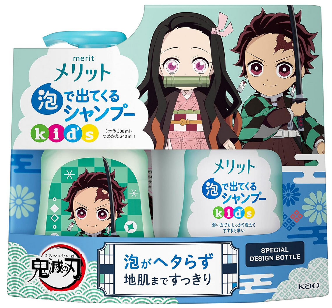 Merit Bubble Shampoo Kids Body + Replacement Kimetsu no Yaiba Design Set